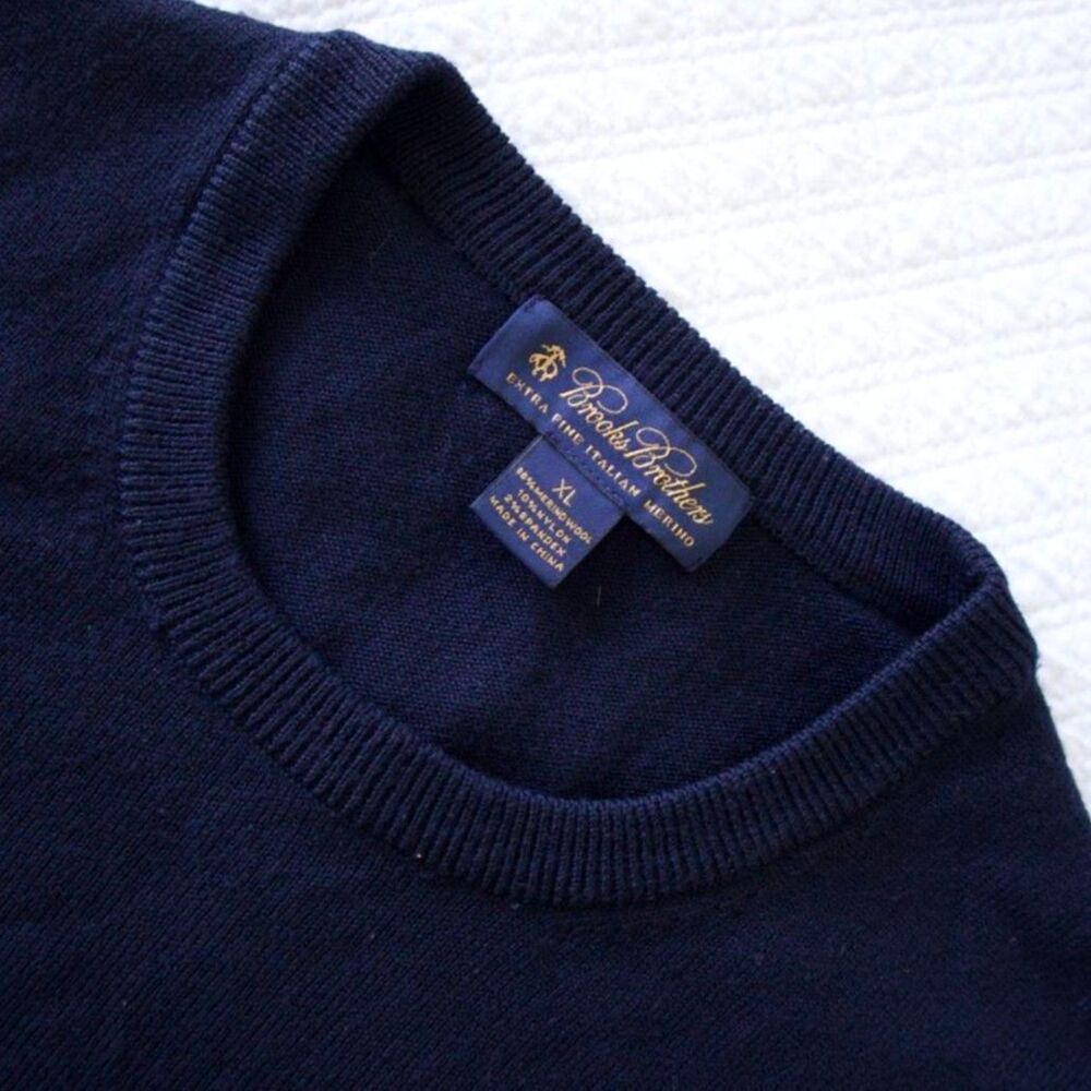 Brooks Brothers Extra Fine Italian Merino Navy Sweater XL